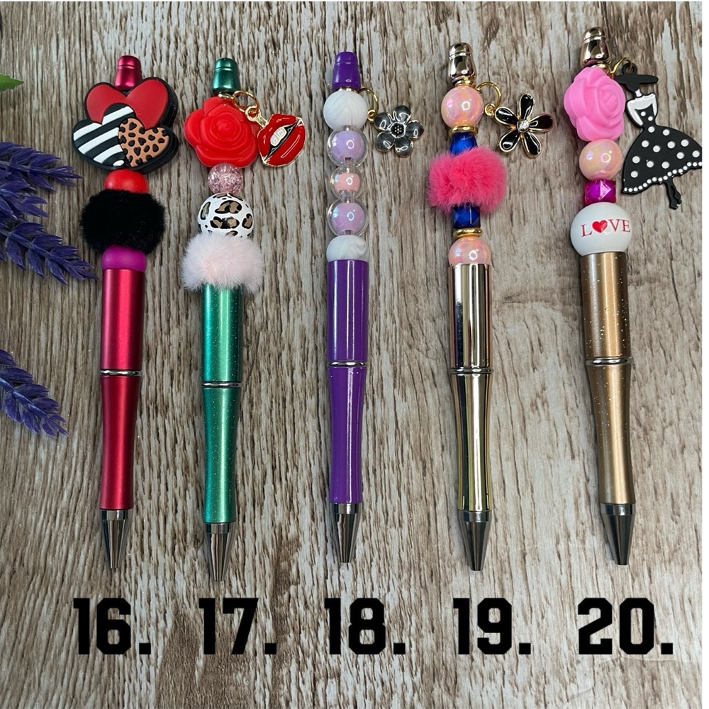Handcrafted Girly Flower Pens Beaded Unique Artisan Gifts Office Accessories